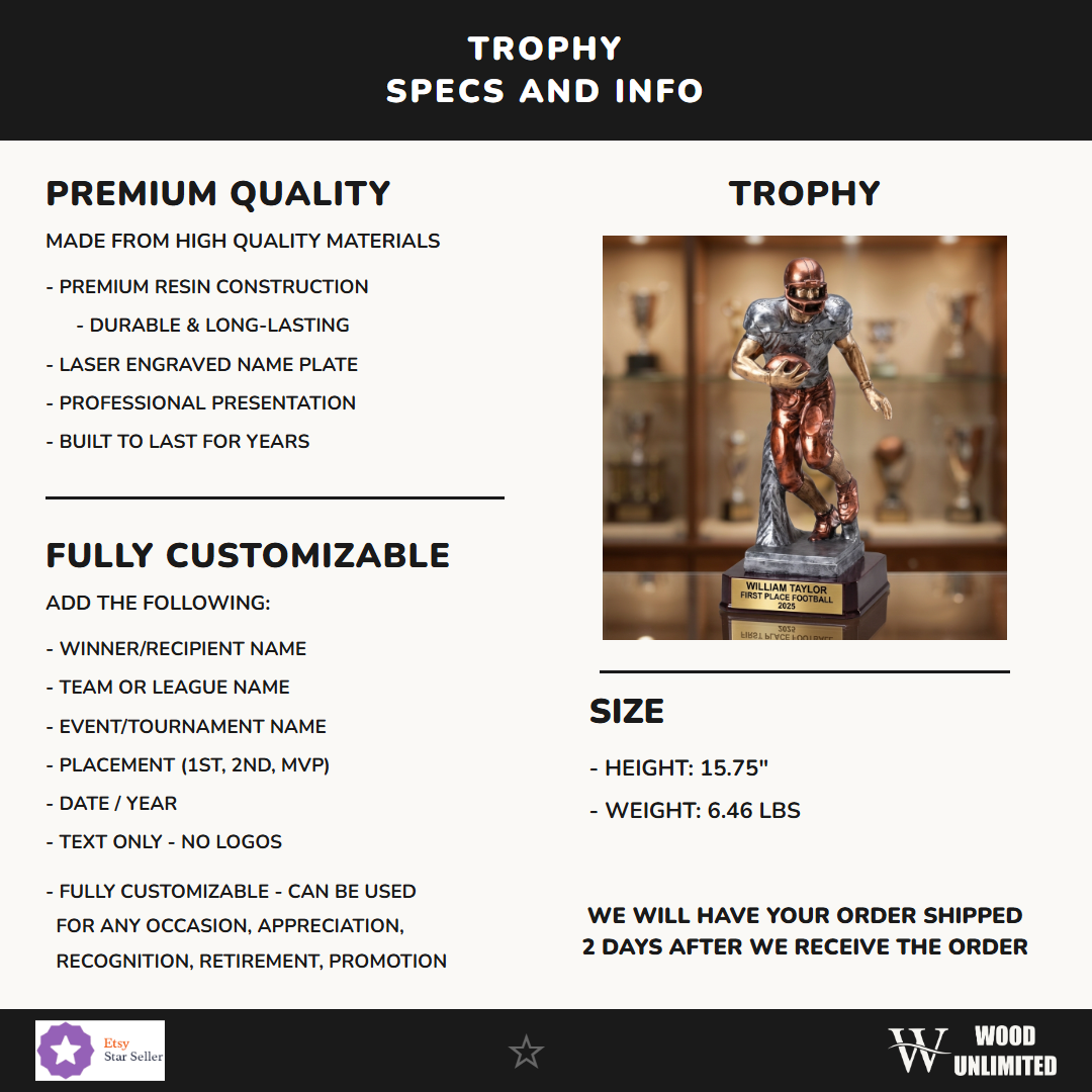 Football Resin Figure Trophy 15.75"