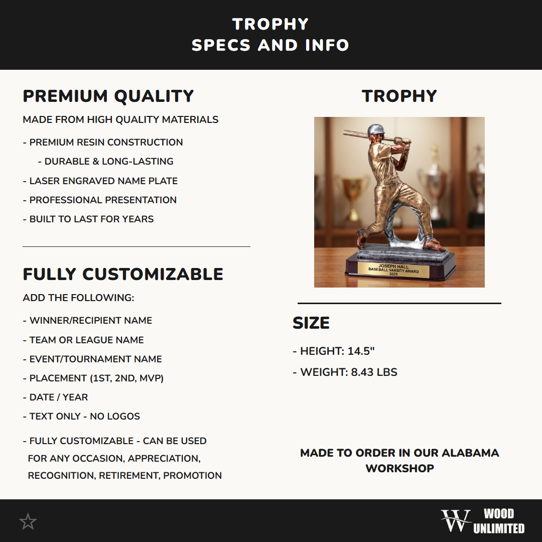 Baseball Award Trophy | Personalized | Custom Engraved | MVP Award | Baseball Gift | Team Award | All-Star | Batting Champion