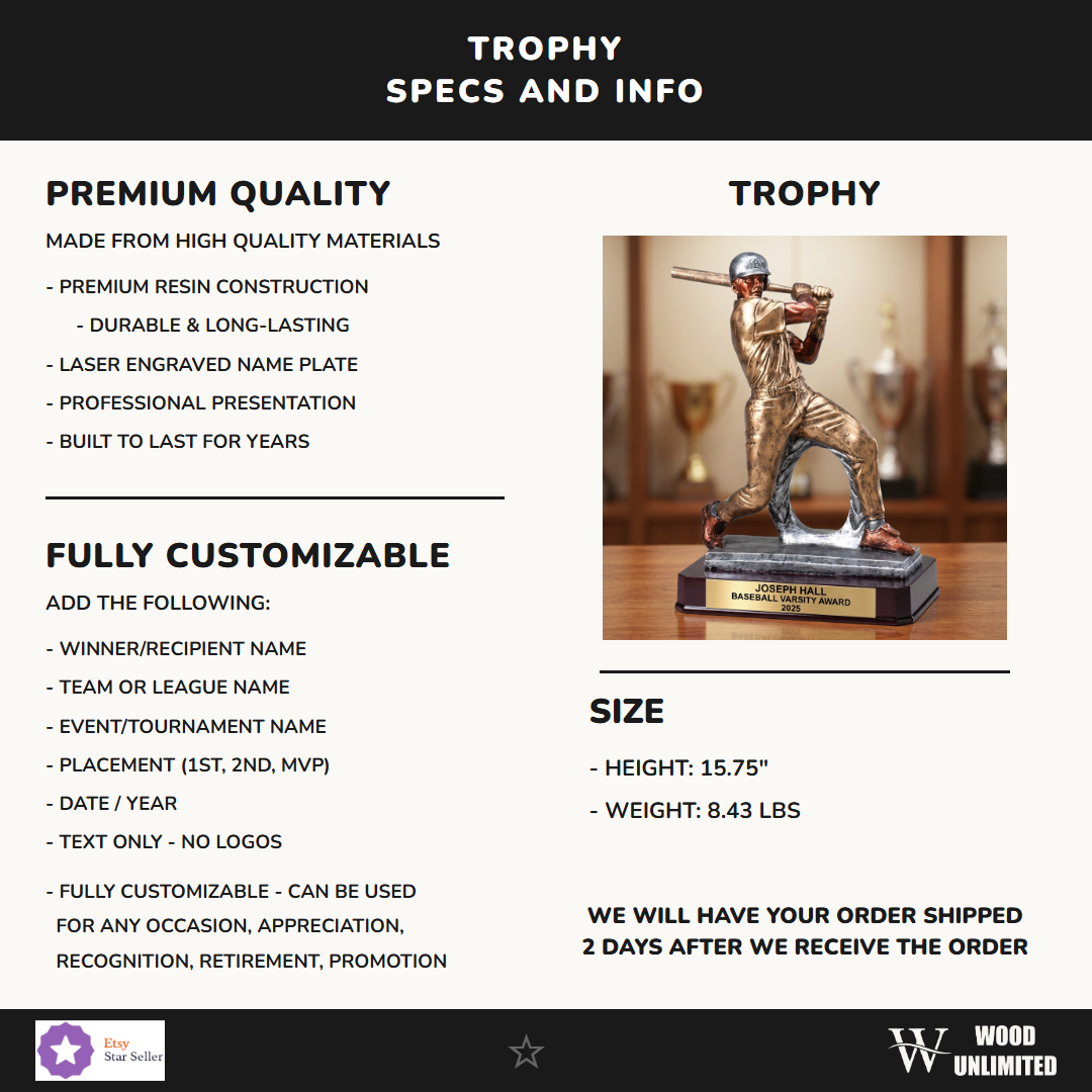 Baseball Resin Figure Trophy 15.75"