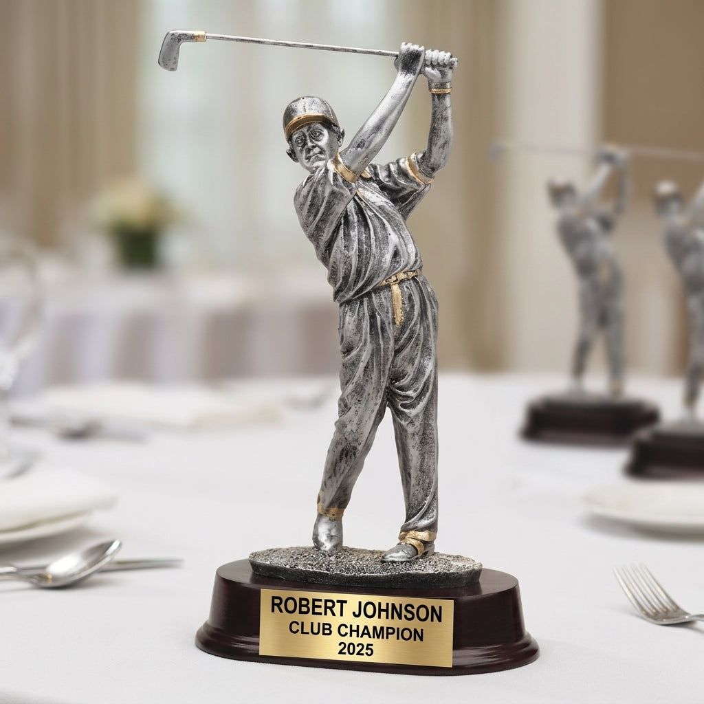 Golf Award Trophy | Personalized | Custom Engraved | Golfer with Cap | Champion Trophy | Golf Tournament Gift | Hole in One - View 5