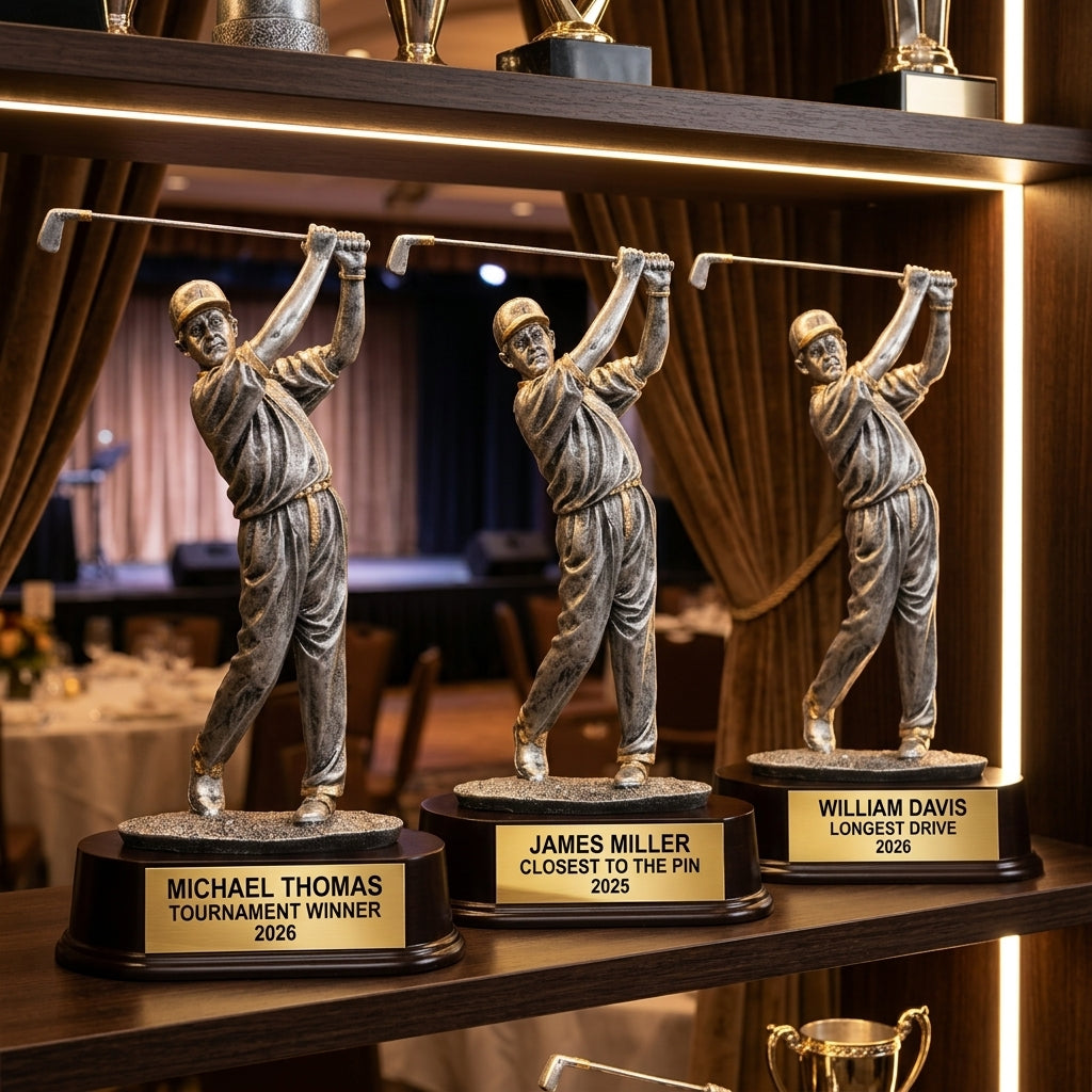 Golf Award Trophy | Personalized | Custom Engraved | Golfer with Cap | Champion Trophy | Golf Tournament Gift | Hole in One - View 6