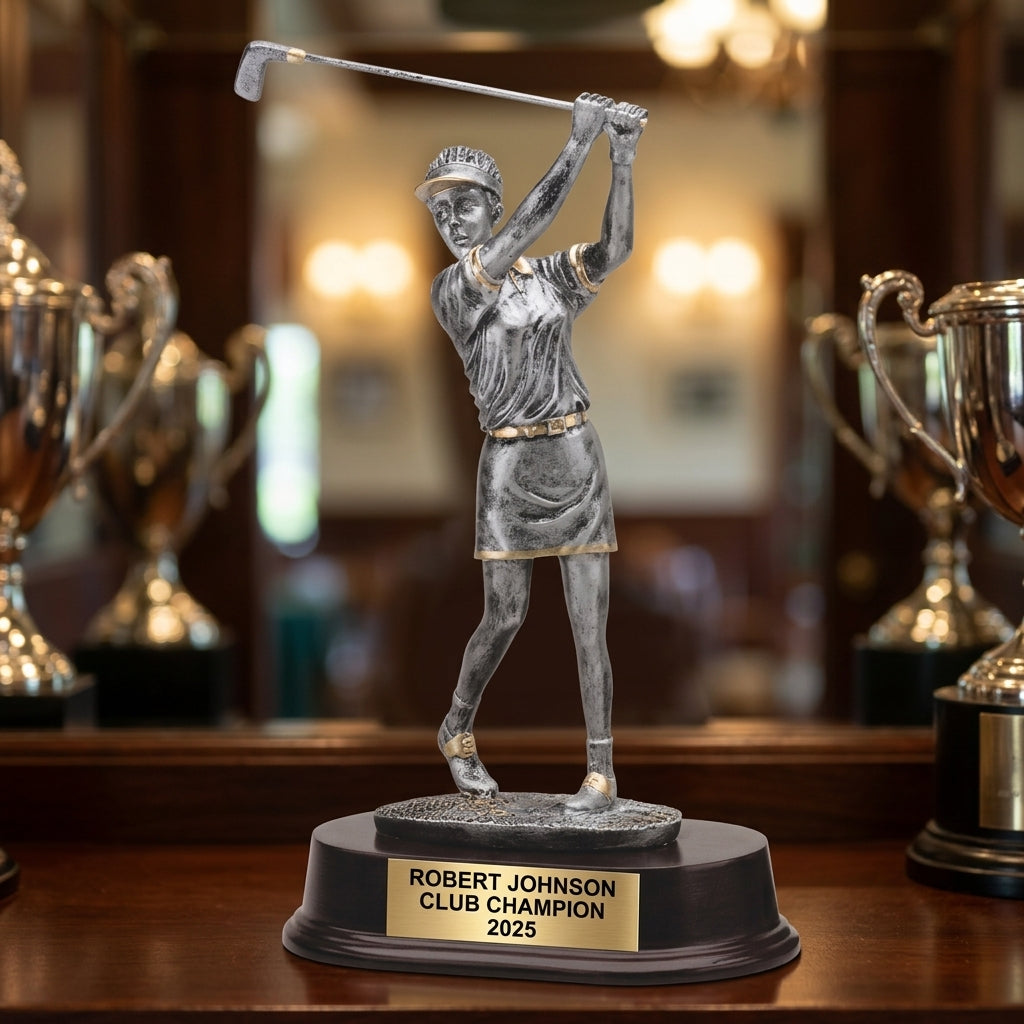 Golf Award Trophy | Personalized | Custom Engraved | Golfer With Cap | Unique Golf Gift - View 1