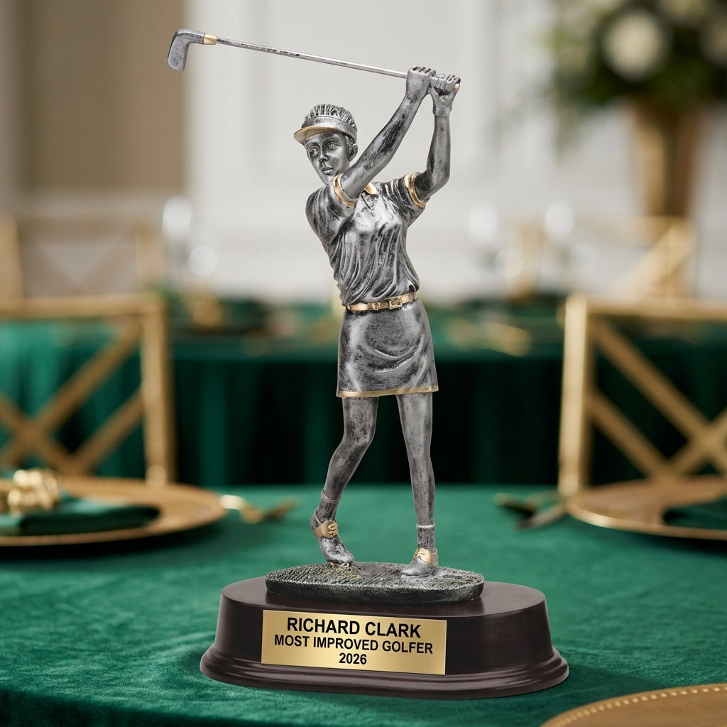 Golf Award Trophy | Personalized | Custom Engraved | Golfer With Cap | Unique Golf Gift - View 2