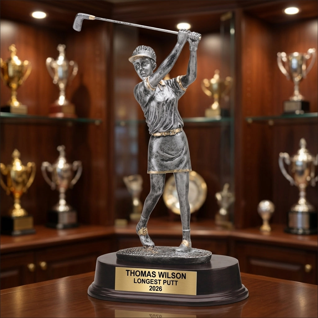 Golf Award Trophy | Personalized | Custom Engraved | Golfer With Cap | Unique Golf Gift - View 3