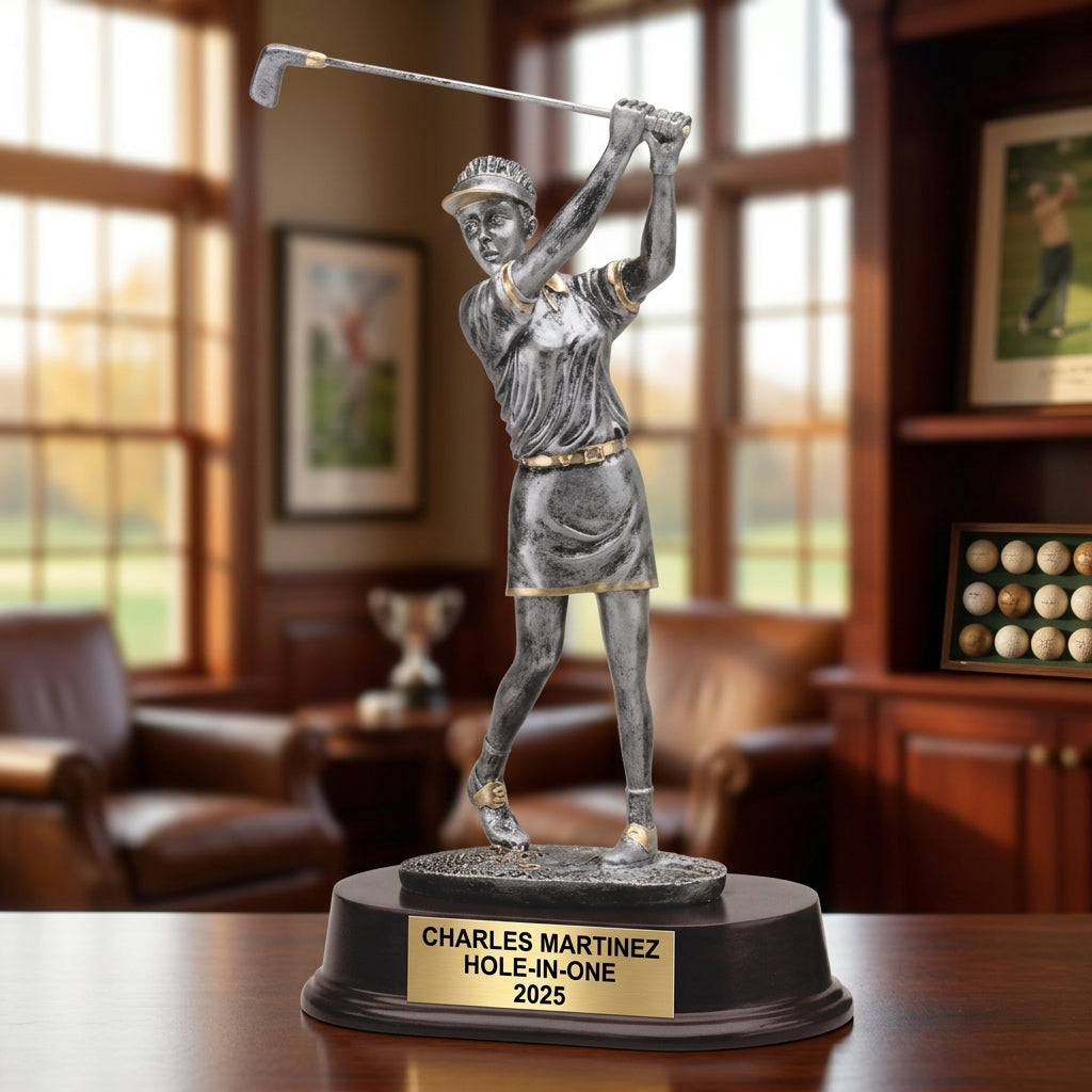 Golf Award Trophy | Personalized | Custom Engraved | Golfer With Cap | Unique Golf Gift - View 4