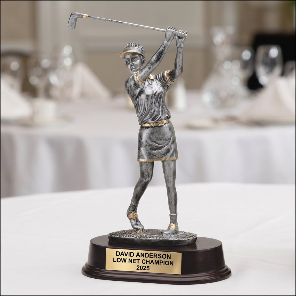 Golf Award Trophy | Personalized | Custom Engraved | Golfer With Cap | Unique Golf Gift - View 5