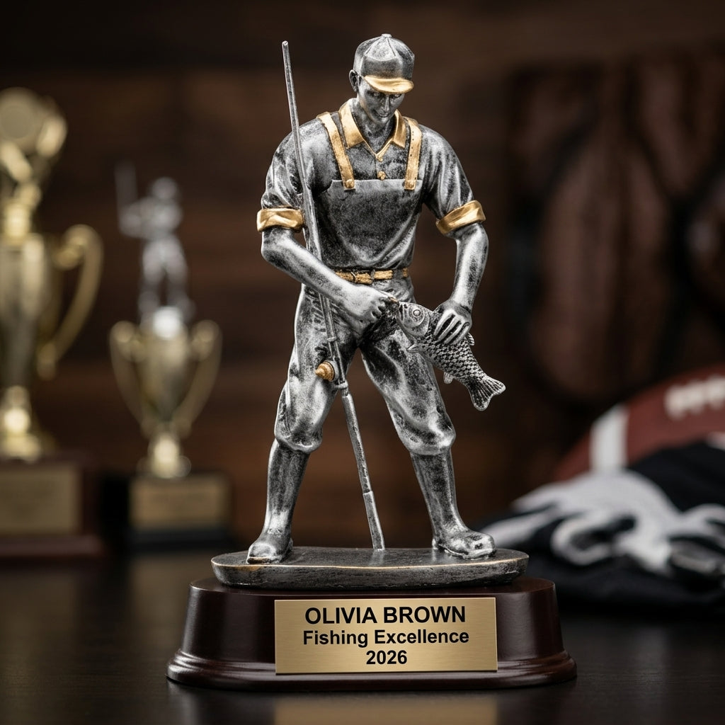 Fishing Trophy Award | Personalized Fisherman | Custom Engraved | Fishing Tournament Trophy | Biggest Catch Award - View 3
