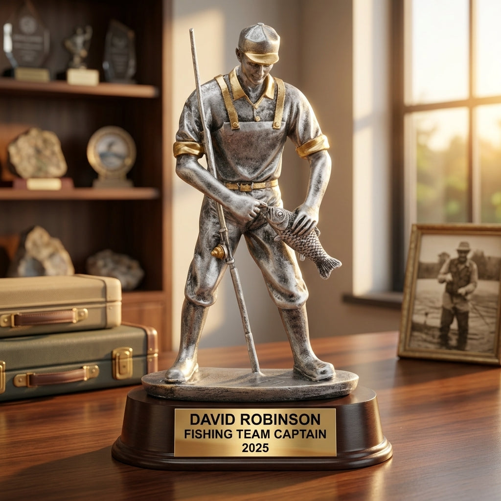 Fishing Trophy Award | Personalized Fisherman Award | Custom Engraved Fishing Gift | Fishing Tournament Trophy | Engraved Name Plate - View 5