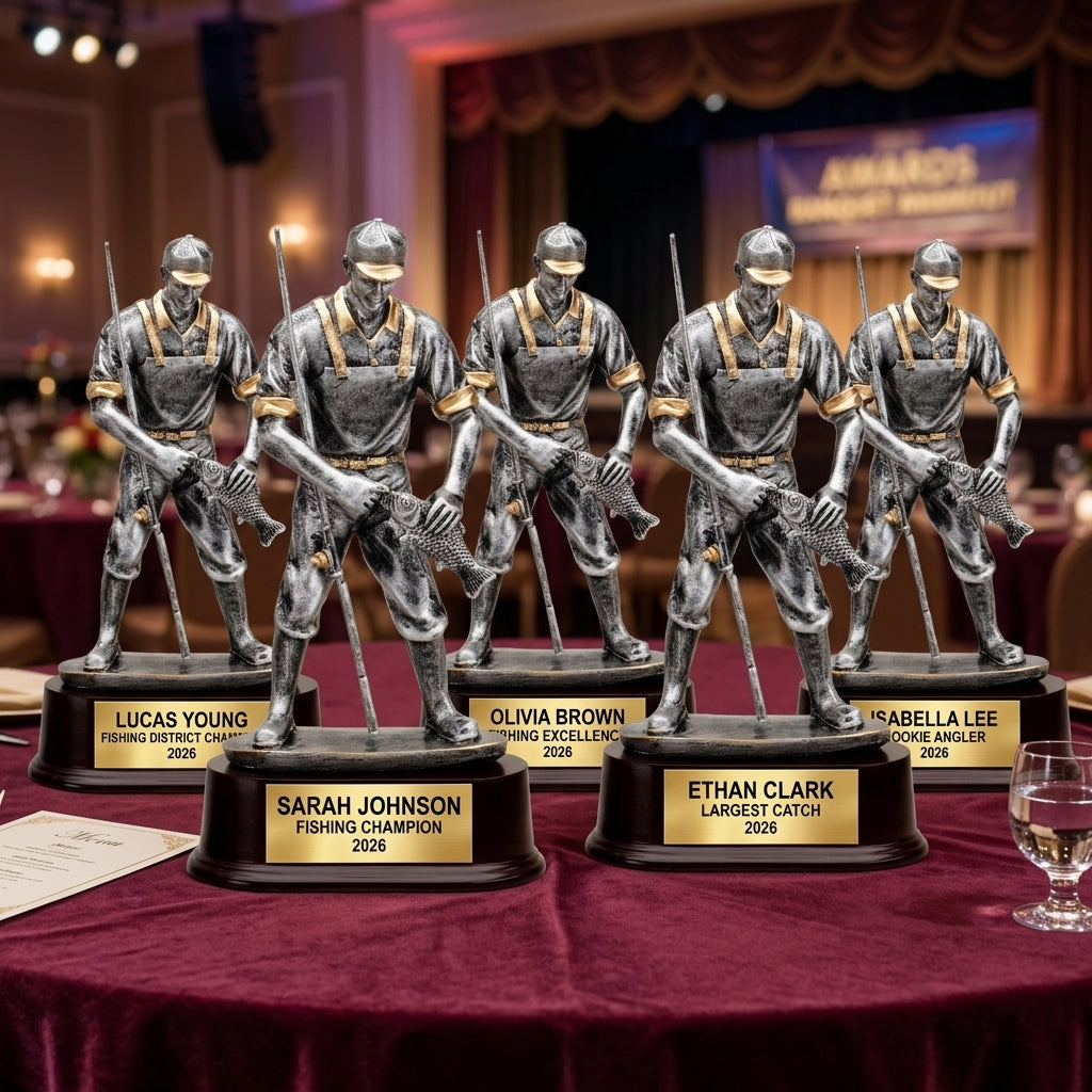Fishing Trophy Award | Personalized Fisherman Award | Custom Engraved Fishing Gift | Fishing Tournament Trophy | Engraved Name Plate - View 6