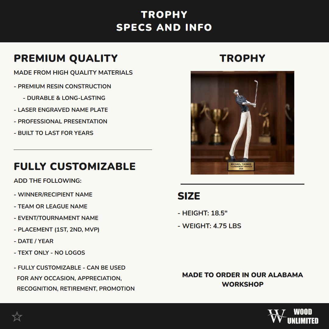 Personalized | Golf Award | Custom Engraved | Golf Trophy | Engraved Award | Golfer Gift | Custom Golf | Tournament Winner | Male Golfer