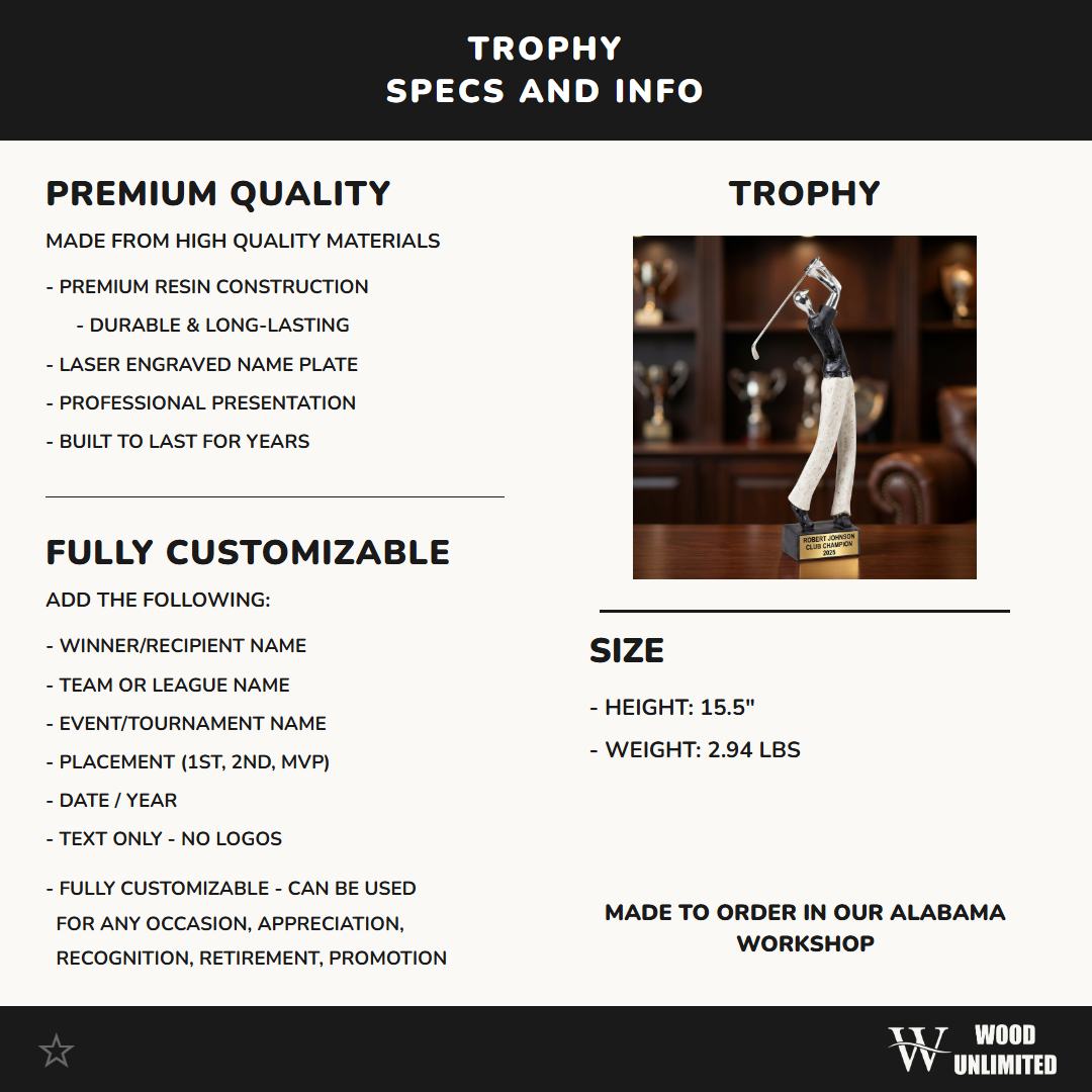 Personalized | Golf Award | Custom Engraved | Golf Trophy | Personalized Award | Engraved Gift | Club Champion | Tournament Prize