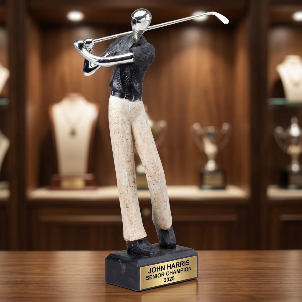 Personalized | Golf Award | Custom Engraved | Personalized Golf Trophy | Custom Engraved Award | Golfer Figurine | Tournament Winner - View 3