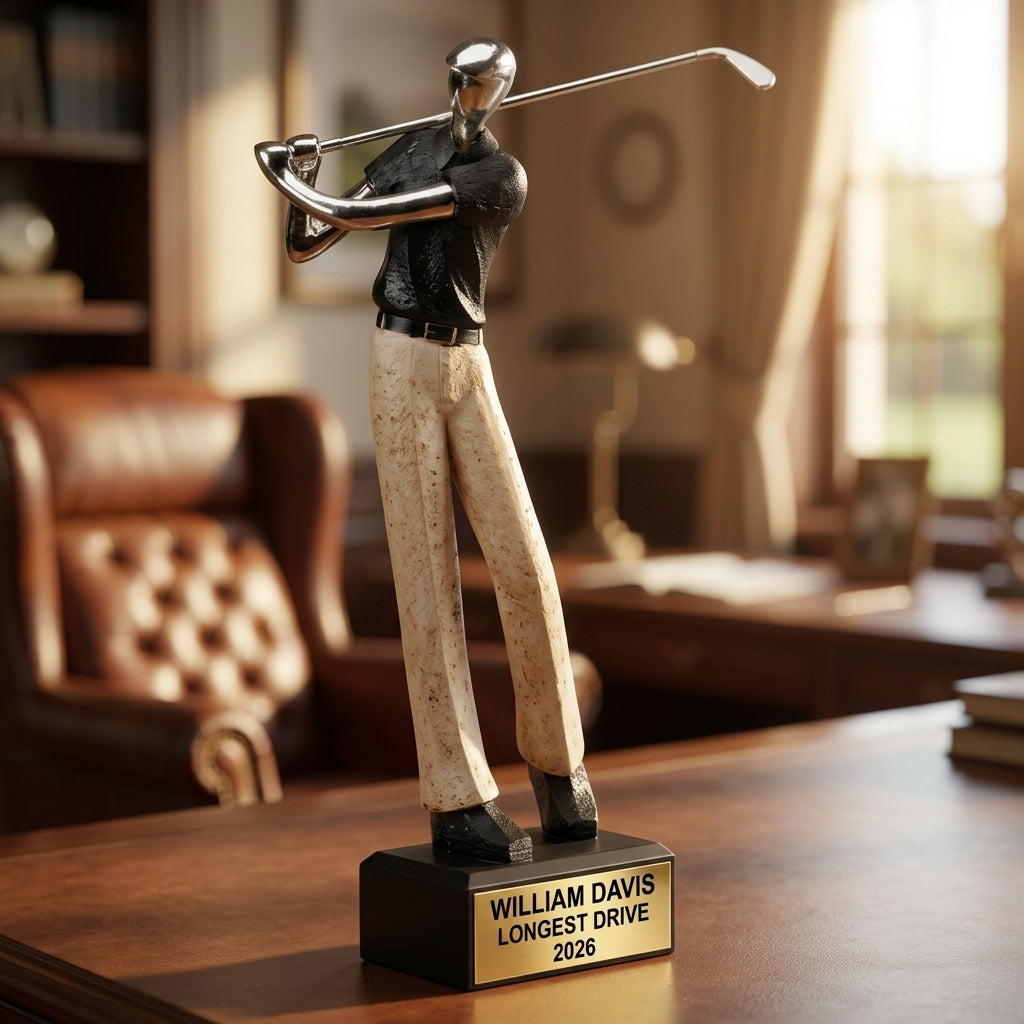 Personalized | Golf Award | Custom Engraved | Personalized Golf Trophy | Custom Engraved Award | Golfer Figurine | Tournament Winner - View 4
