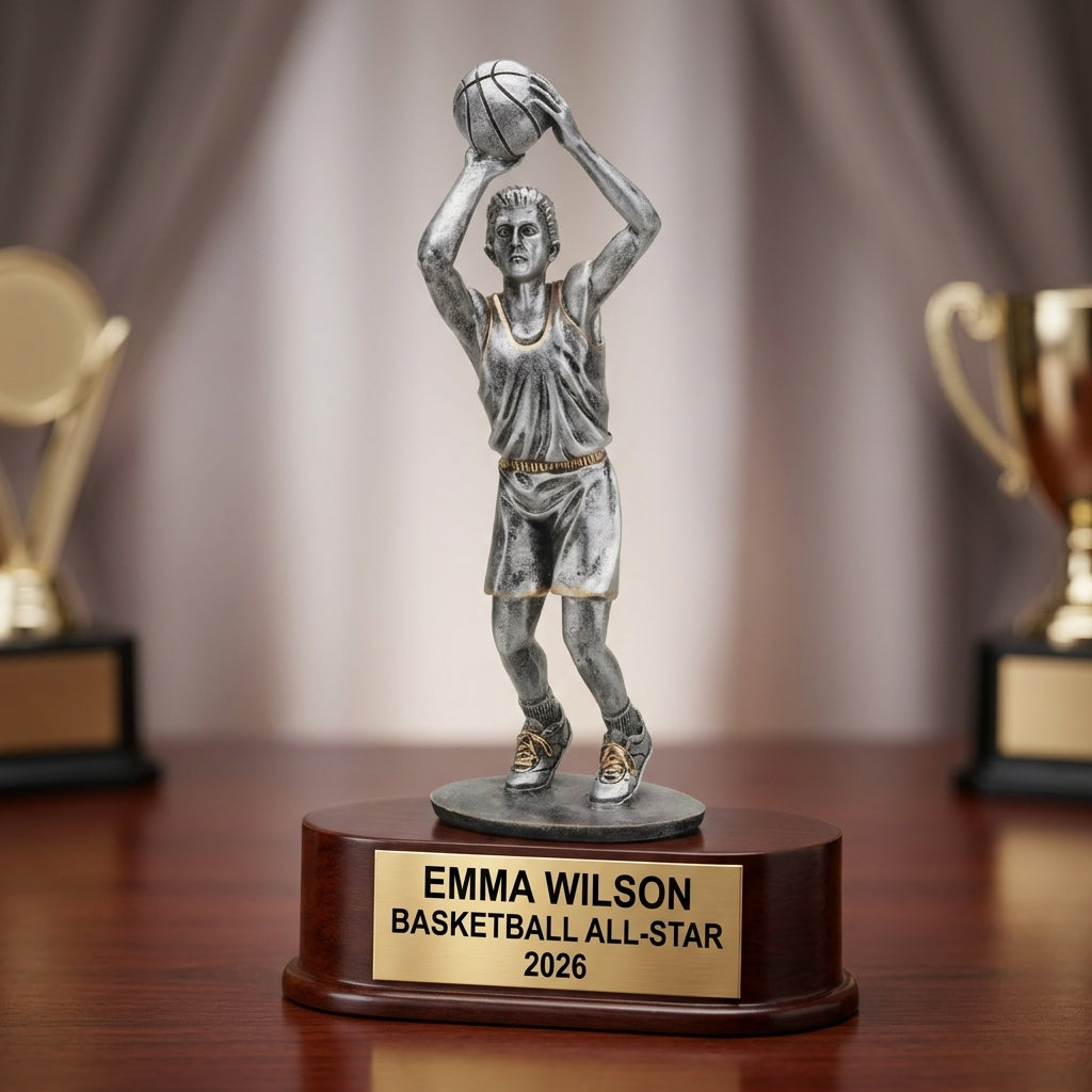 Basketball Trophy Award | Personalized | Custom Engraved | Jump Shot Figurine | Team Award | Basketball Gift | Personalized Sports Trophy - View 2