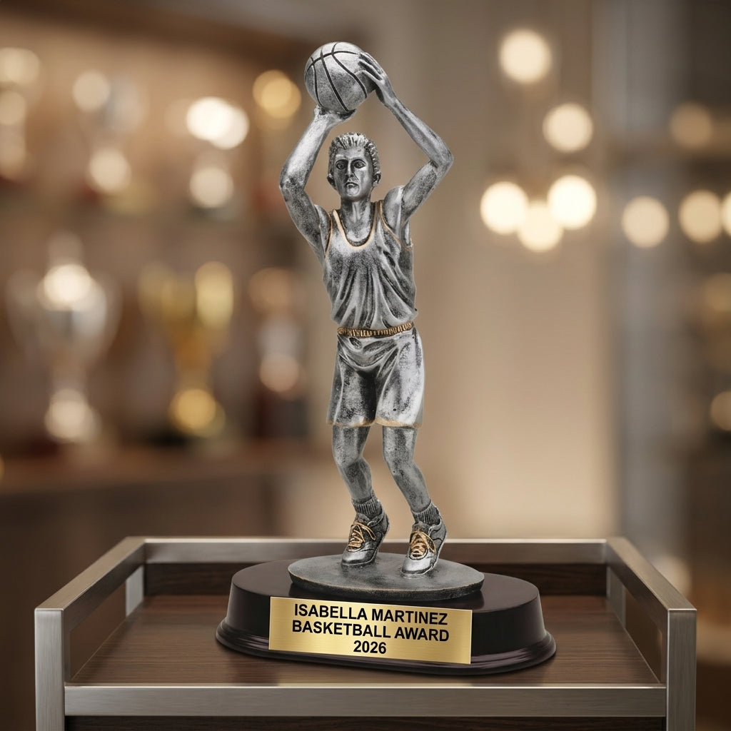 Basketball Trophy Award | Personalized | Custom Engraved | Jump Shot Figurine | Team Award | Basketball Gift | Personalized Sports Trophy - View 4