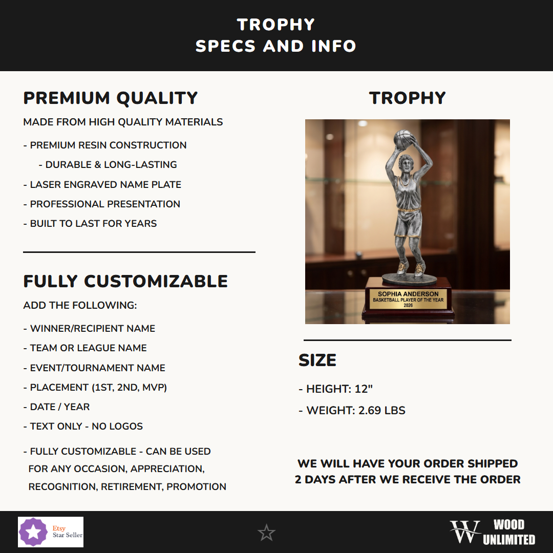 Basketball Resin Figure Trophy 12"