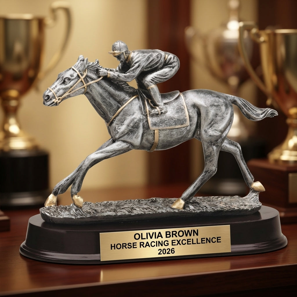 Horse Racing Award Trophy | Personalized | Custom Engraved | Horse Race Champion | Jockey Award | Equestrian Gift - View 1