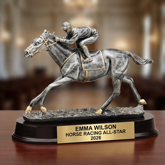 Horse Racing Award Trophy | Personalized | Custom Engraved | Horse Race Champion | Jockey Award | Equestrian Gift - View 2