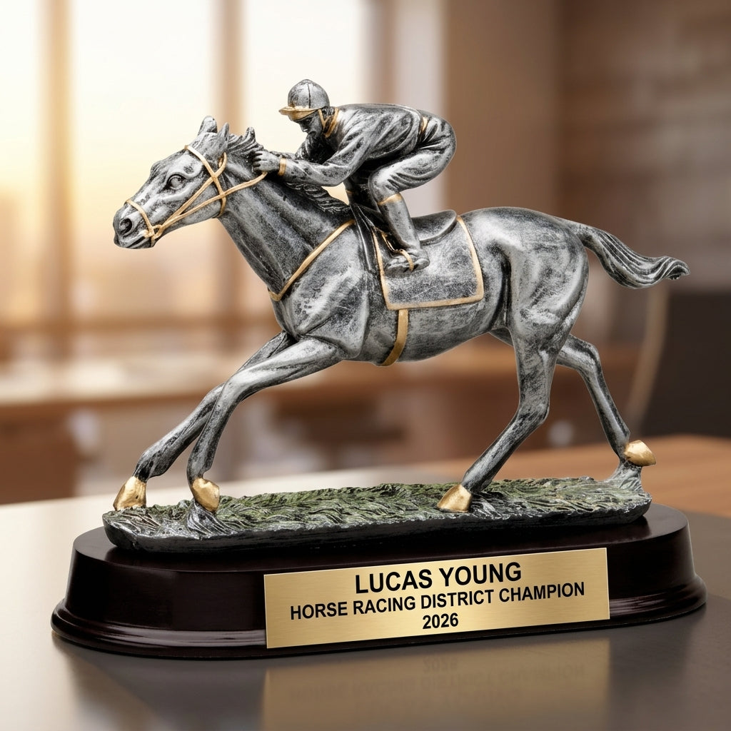 Horse Racing Award Trophy | Personalized | Custom Engraved | Horse Race Champion | Jockey Award | Equestrian Gift - View 5