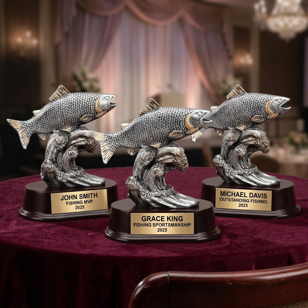 Customer reviews for Wood Unlimited personalized fishing trophies with 5-star ratings and trust badges