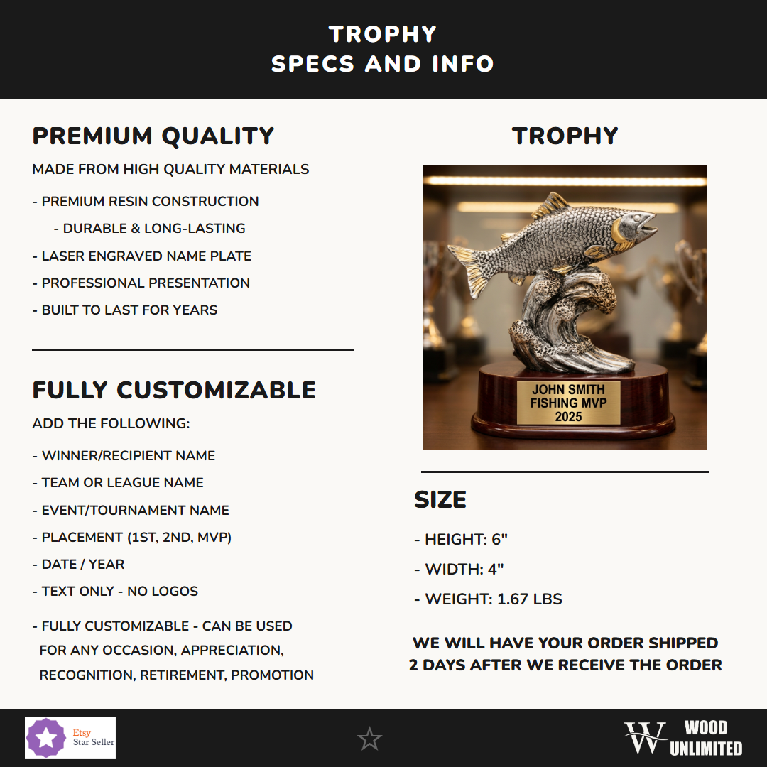 Fishing Resin Figure Trophy 6"