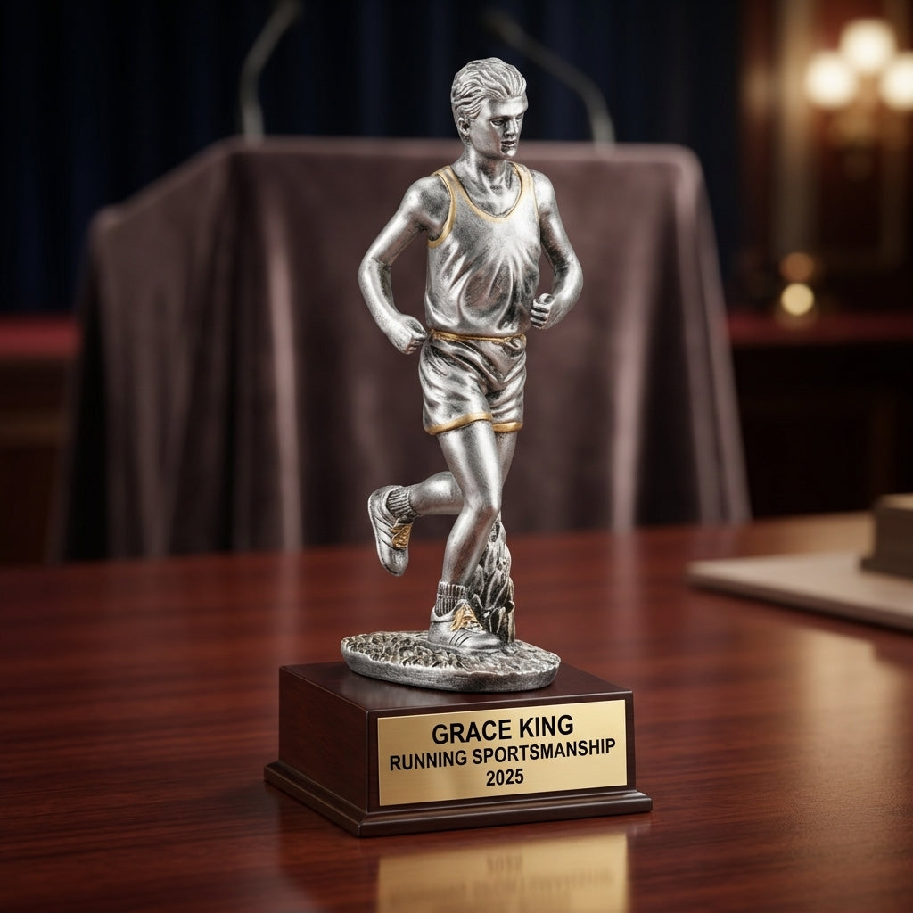 Running Award Trophy | Personalized | Custom Engraved | Male Runner | Achievement Gift | Race Winner | Engraved Running Award - View 2