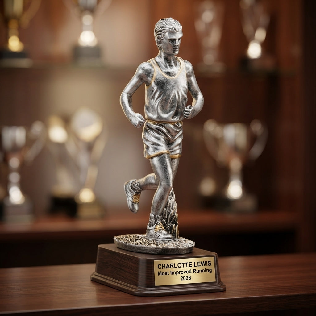 Running Award Trophy | Personalized | Custom Engraved | Male Runner | Achievement Gift | Race Winner | Engraved Running Award - View 4