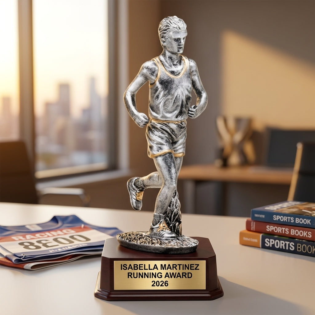 Running Award Trophy | Personalized | Custom Engraved | Male Runner | Achievement Gift | Race Winner | Engraved Running Award - View 5