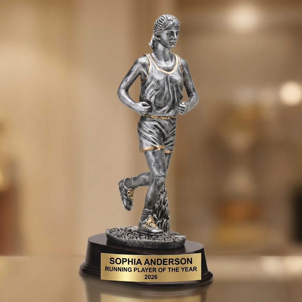 Running Trophy Award | Personalized Running Award | Custom Engraved | Female Runner | Running Gift | Engraved Award - View 1