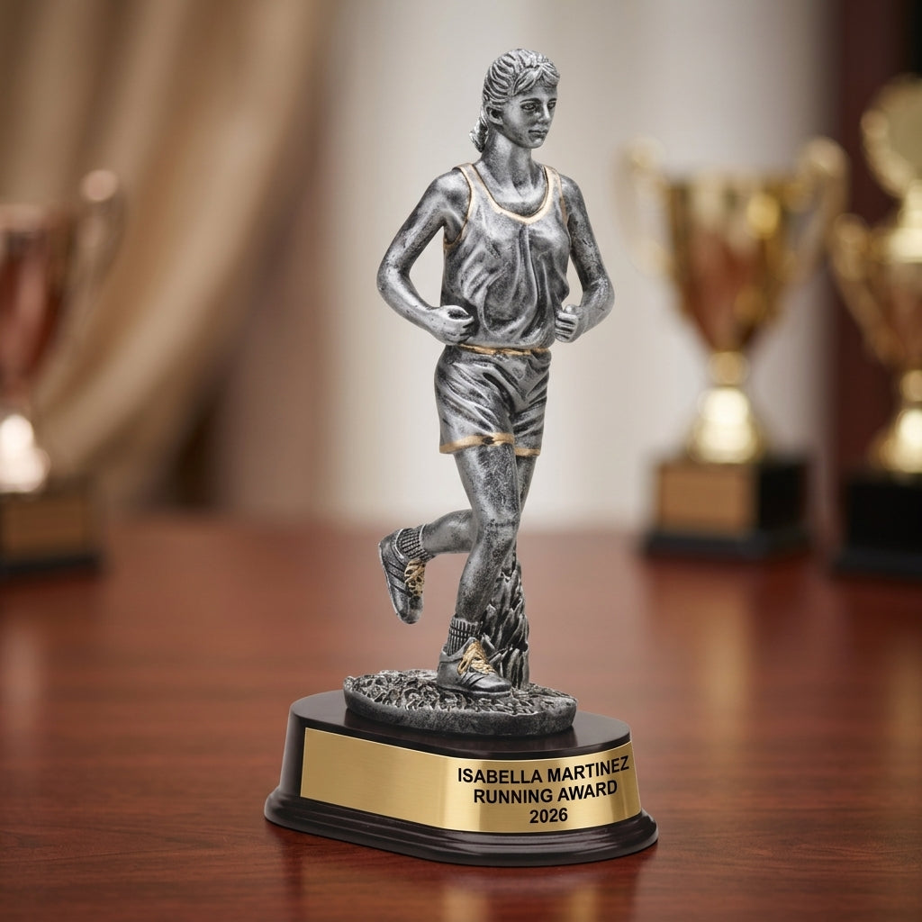 Running Trophy Award | Personalized Running Award | Custom Engraved | Female Runner | Running Gift | Engraved Award - View 2