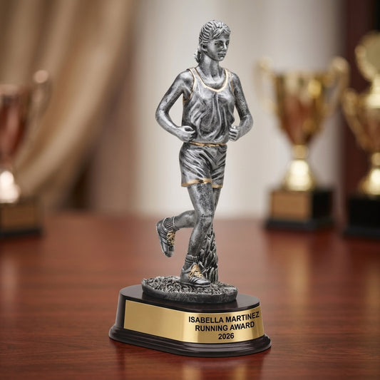 Running Trophy Award | Personalized Running Award | Custom Engraved | Female Runner | Running Gift | Engraved Award - View 2