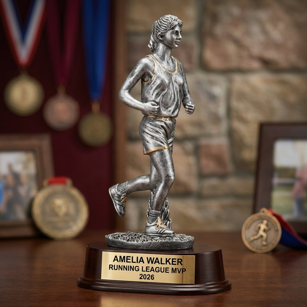 Running Trophy Award | Personalized Running Award | Custom Engraved | Female Runner | Running Gift | Engraved Award - View 3