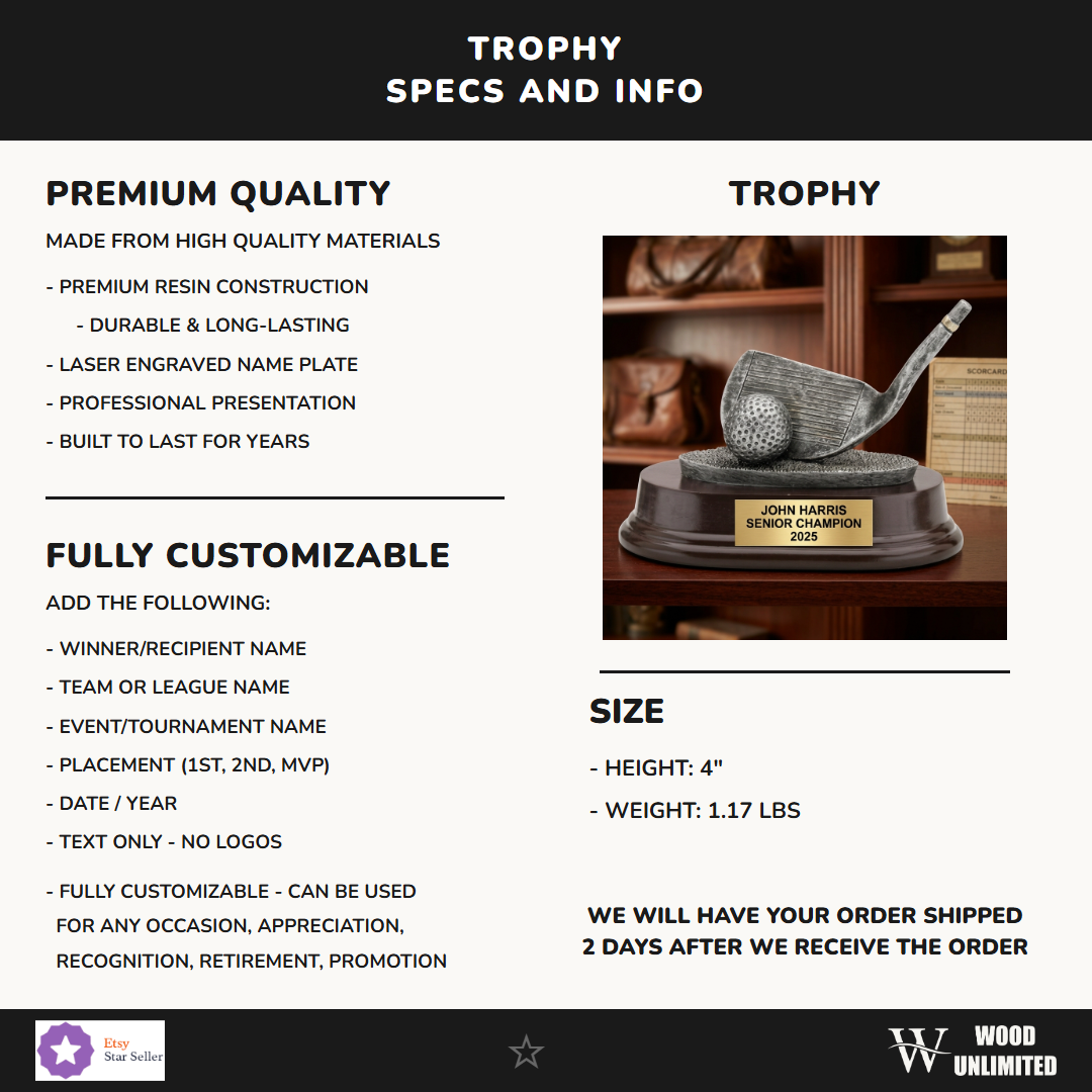 Golf Resin Figure Trophy 4"
