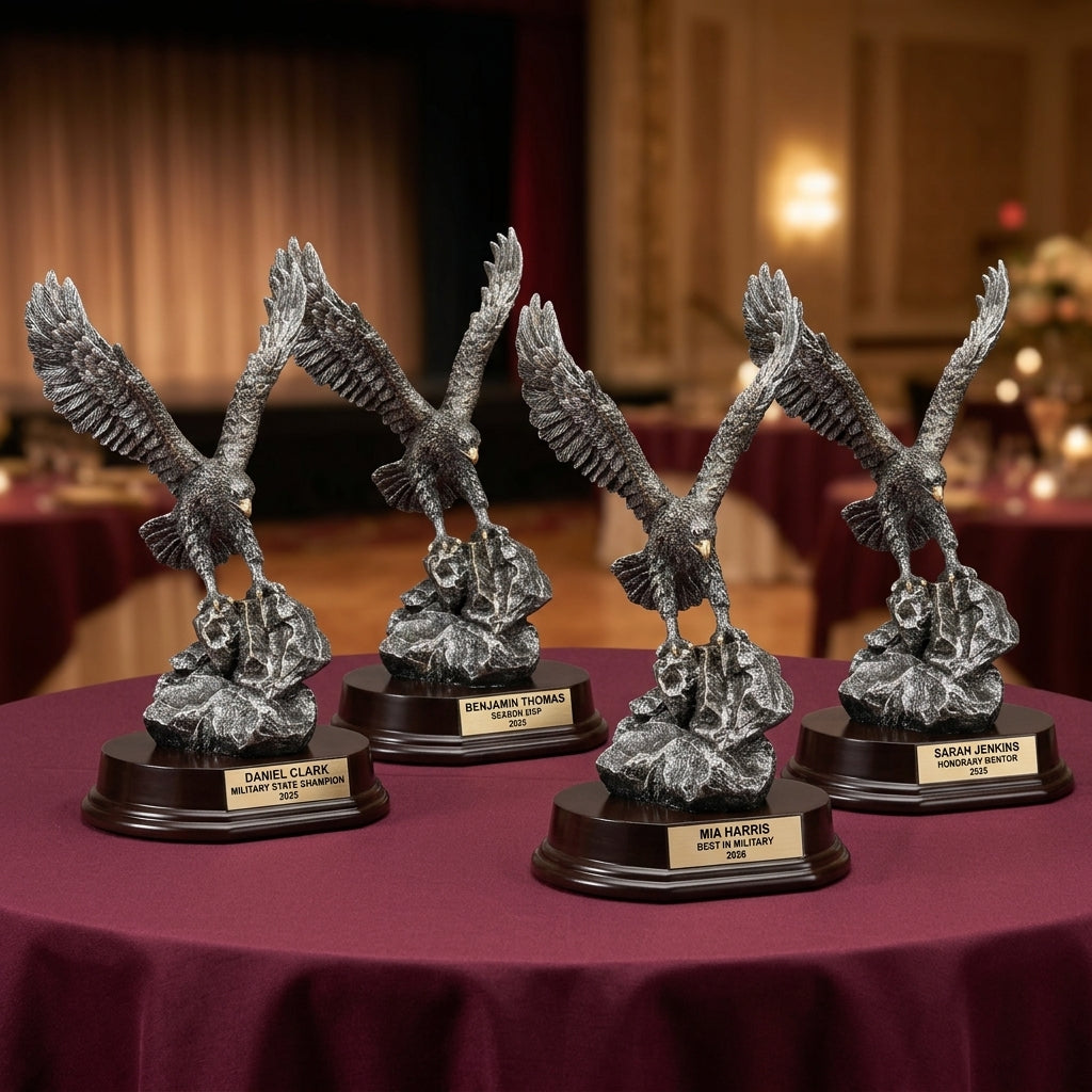 Customer reviews for Wood Unlimited personalized trophy awards with 5-star ratings and trust badges