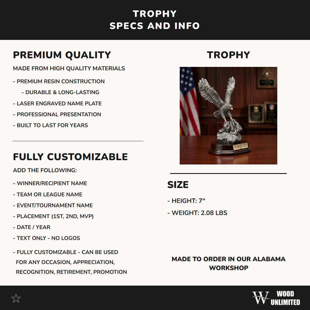 Military Trophy Award | Personalized | Custom Engraved | Retirement Gift | Achievement Award | Service Award | Veteran Gift