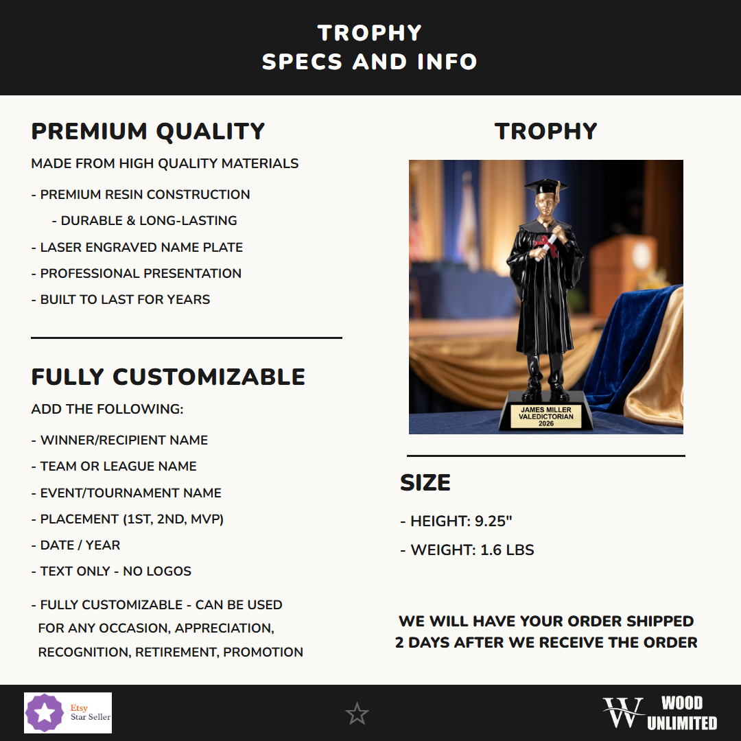 Graduation Resin Figure Trophy 9.25"