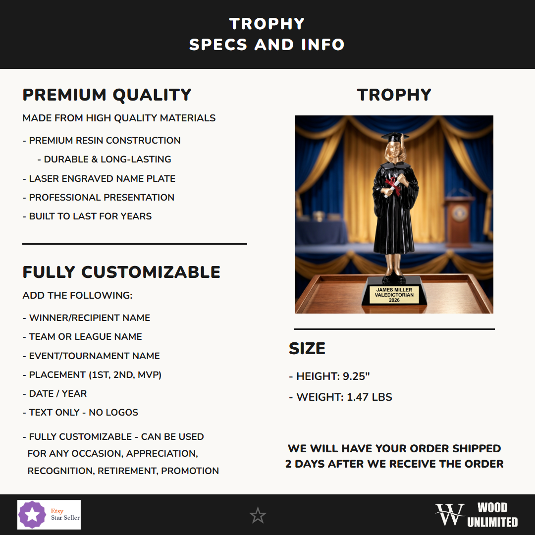 Graduation Resin Figure Trophy 9.25"