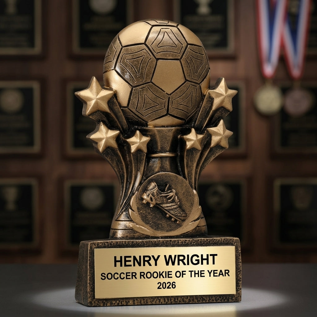 Soccer Trophy Award | Personalized Soccer Award | Custom Engraved | Soccer Gift | Team Awards | MVP Trophy | Golden Boot - View 3