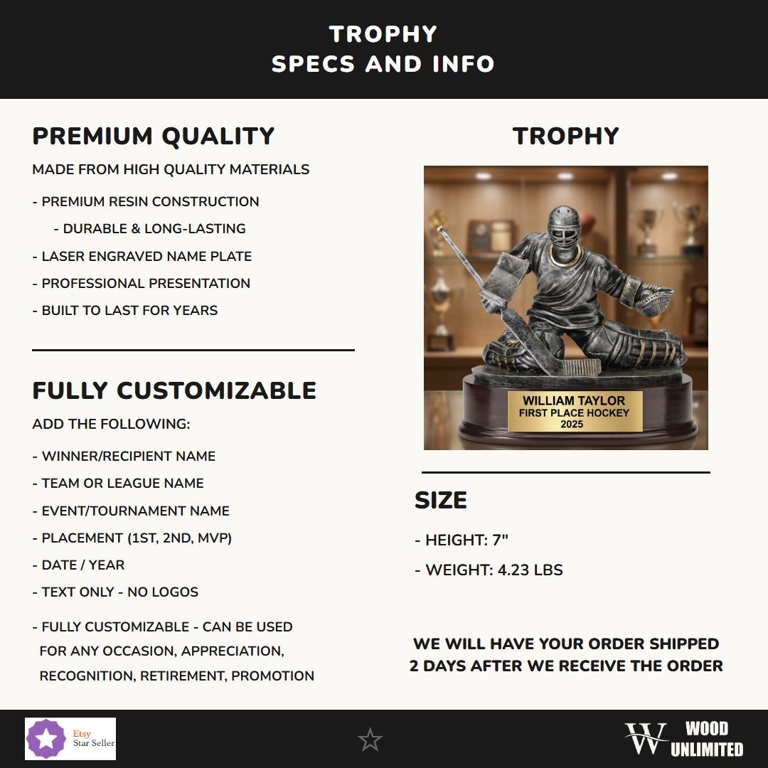 Hockey Resin Figure Trophy 7"