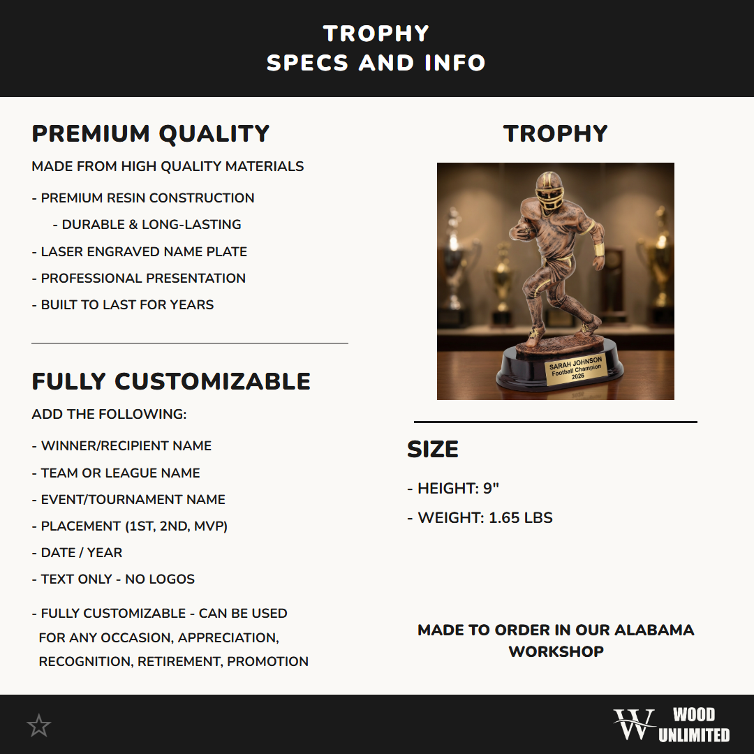 Personalized | Football Award | Custom Engraved | Football Trophy | Player Award | Championship | MVP Trophy | Youth Football | Team Award