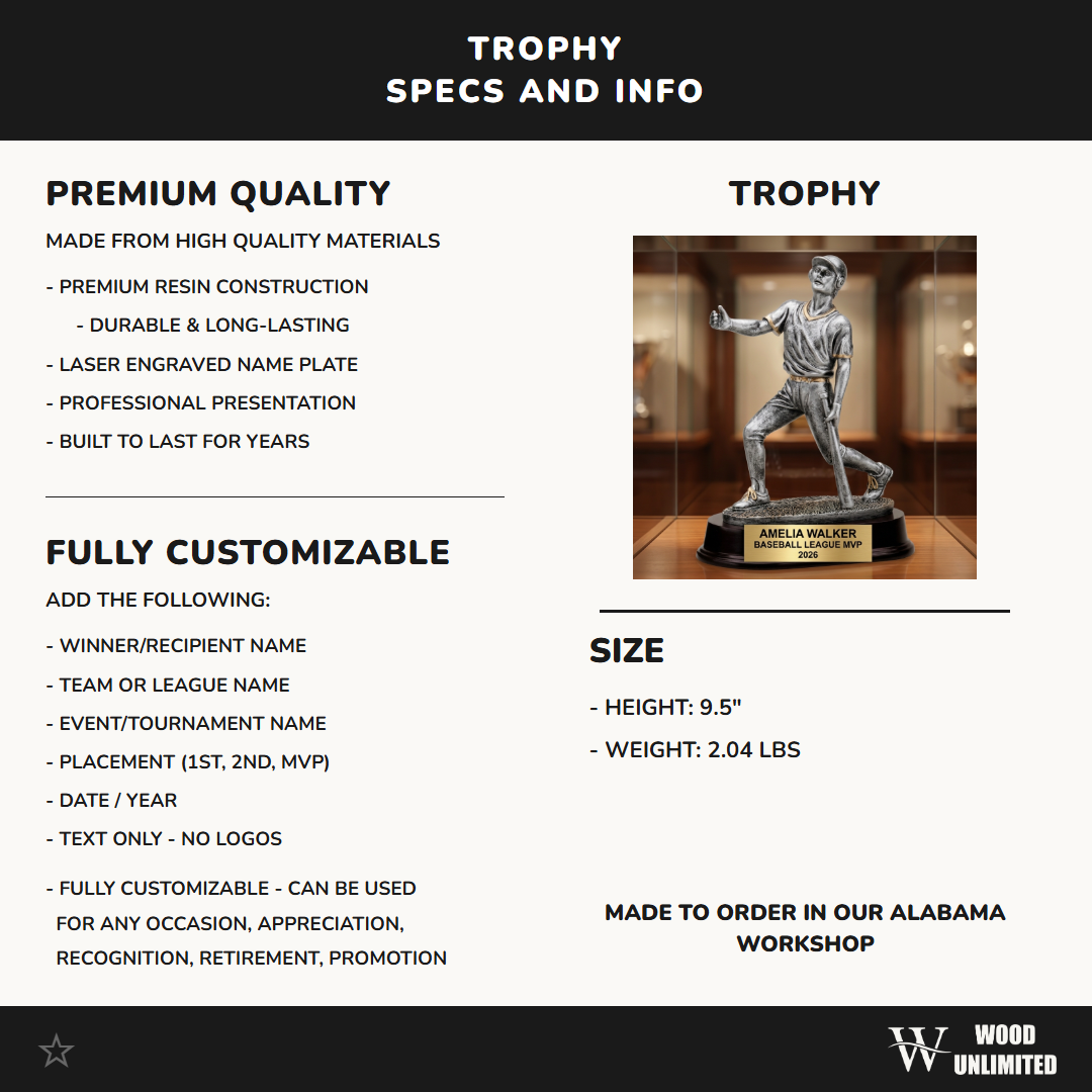 Personalized | Baseball Award | Custom Engraved | Baseball Trophy | MVP Award | Youth League | Personalized Gift | Team Recognition