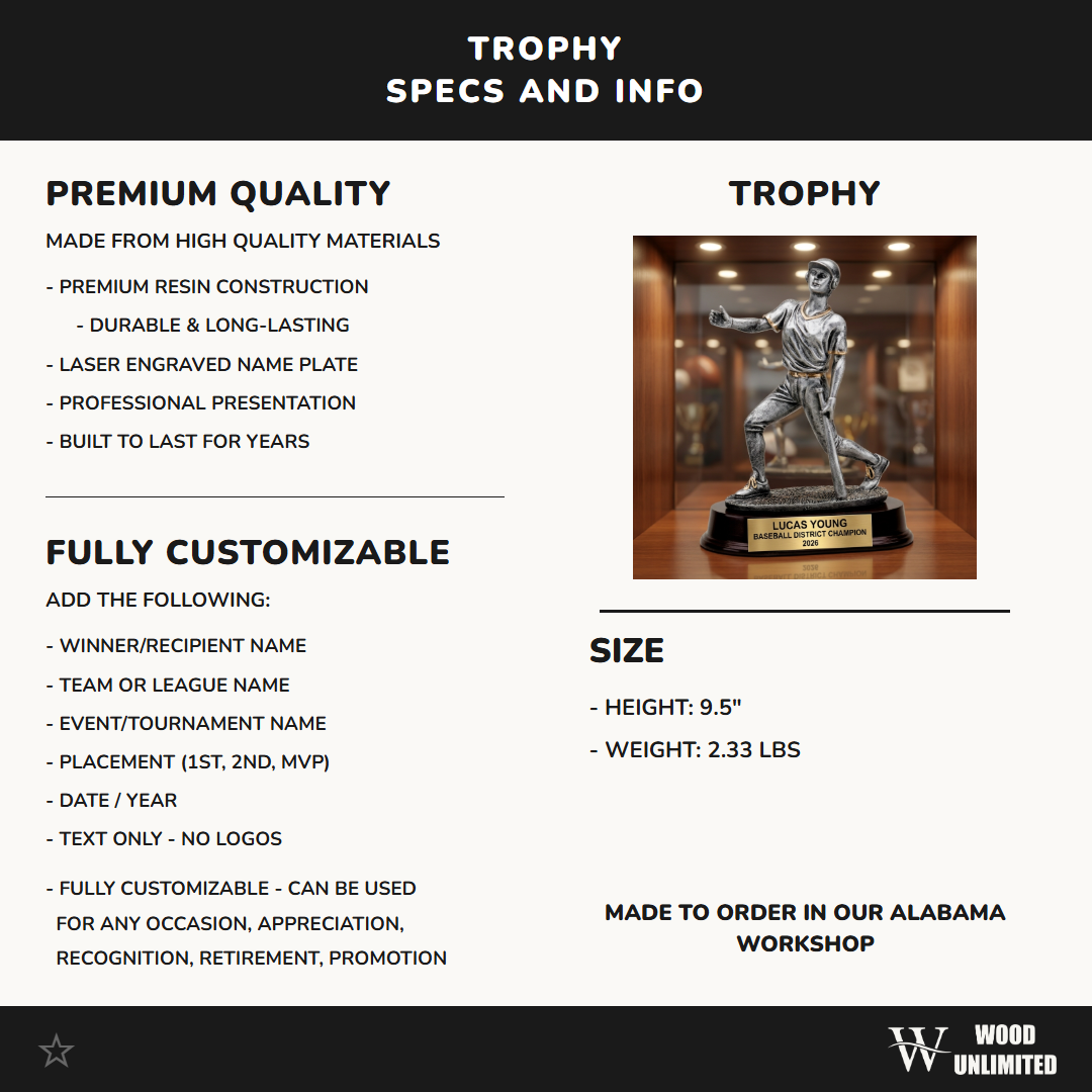 Personalized | Baseball Award | Custom Engraved | Baseball Trophy | Player Award | Youth Baseball | Championship | MVP Award