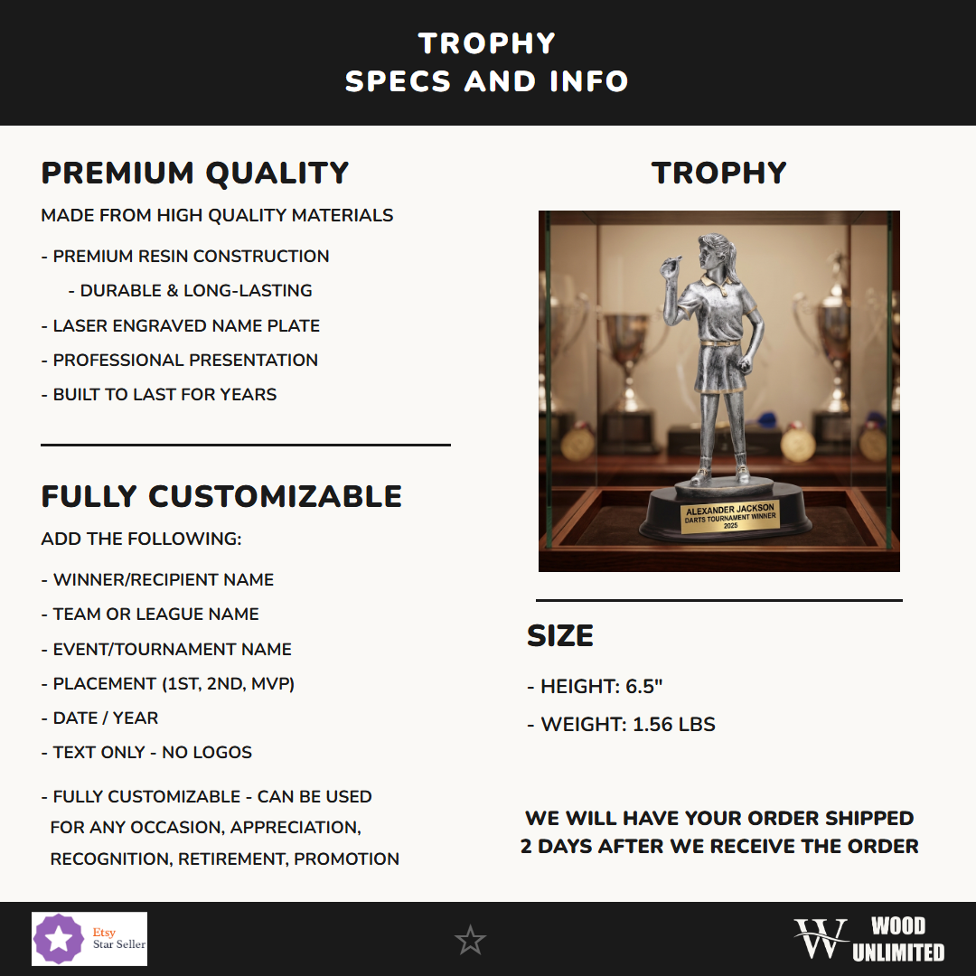 Darts Resin Figure Trophy 6.5"