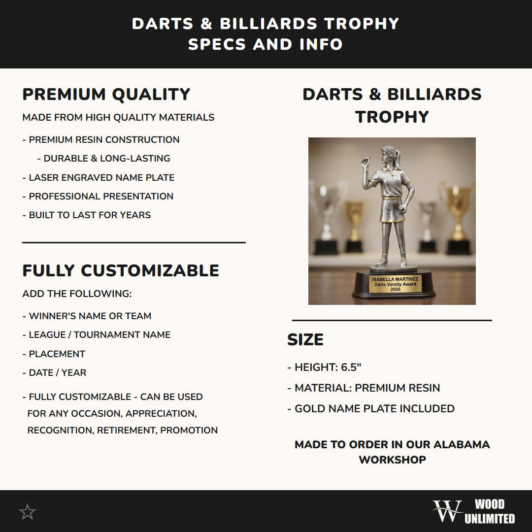Darts Award Trophy | Personalized | Custom Engraved | Darts Gift | Darts Tournament | Darts Champion