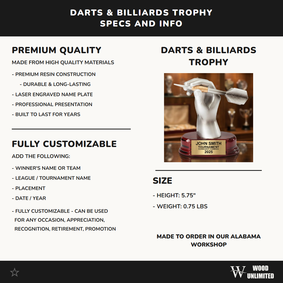 Personalized | Darts Award | Custom Engraved | Darts Trophy | Personalized Award | Darts League | Tournament Prize | MVP Gift