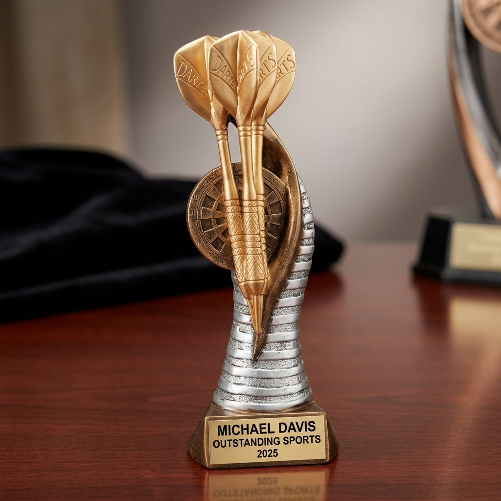 Darts Sports Trophy Award | Personalized Darts Award | Custom Engraved Darts Trophy | Sports Gift | Engraved Award - View 2