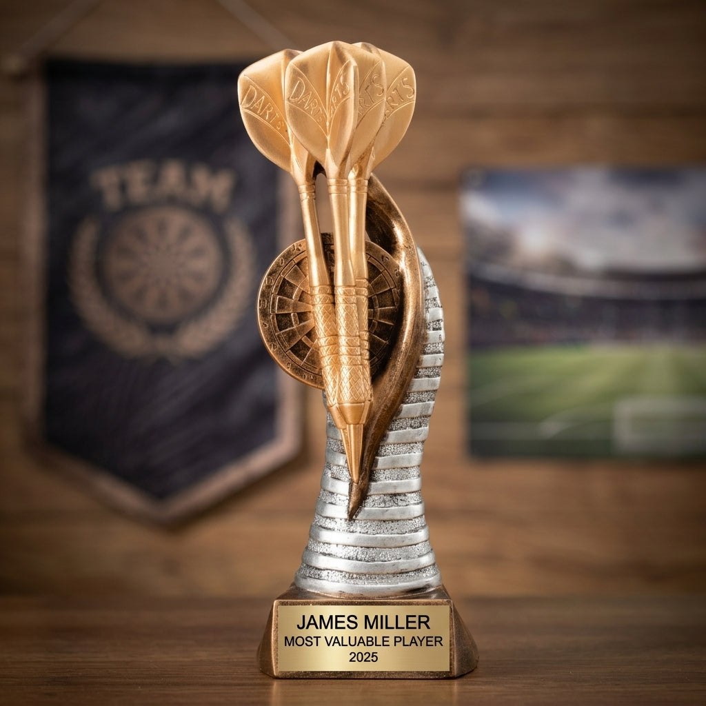 Darts Sports Trophy Award | Personalized Darts Award | Custom Engraved Darts Trophy | Sports Gift | Engraved Award - View 3