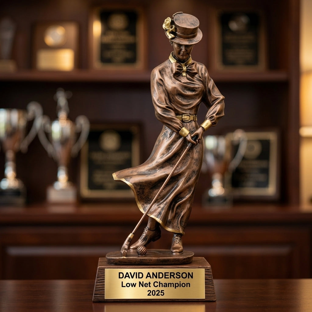 Personalized | Vintage Golf Award | Custom Engraved | Women's Golfer | Award Trophy | Personalized Engraved | Lady Golf | Tournament Prize - View 1