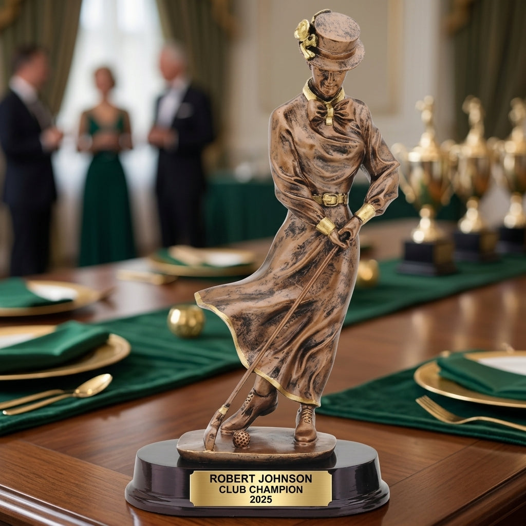 Personalized | Vintage Golf Award | Custom Engraved | Women's Golfer | Award Trophy | Personalized Engraved | Lady Golf | Tournament Prize - View 2
