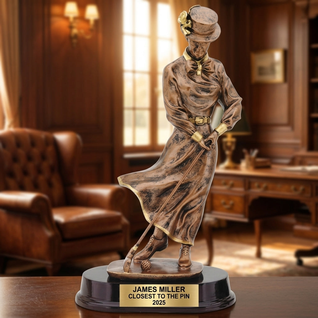 Personalized | Vintage Golf Award | Custom Engraved | Women's Golfer | Award Trophy | Personalized Engraved | Lady Golf | Tournament Prize - View 4